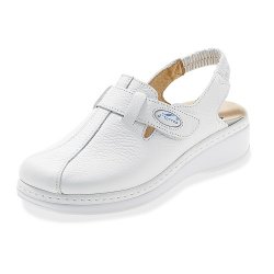 White leather sale nursing clogs